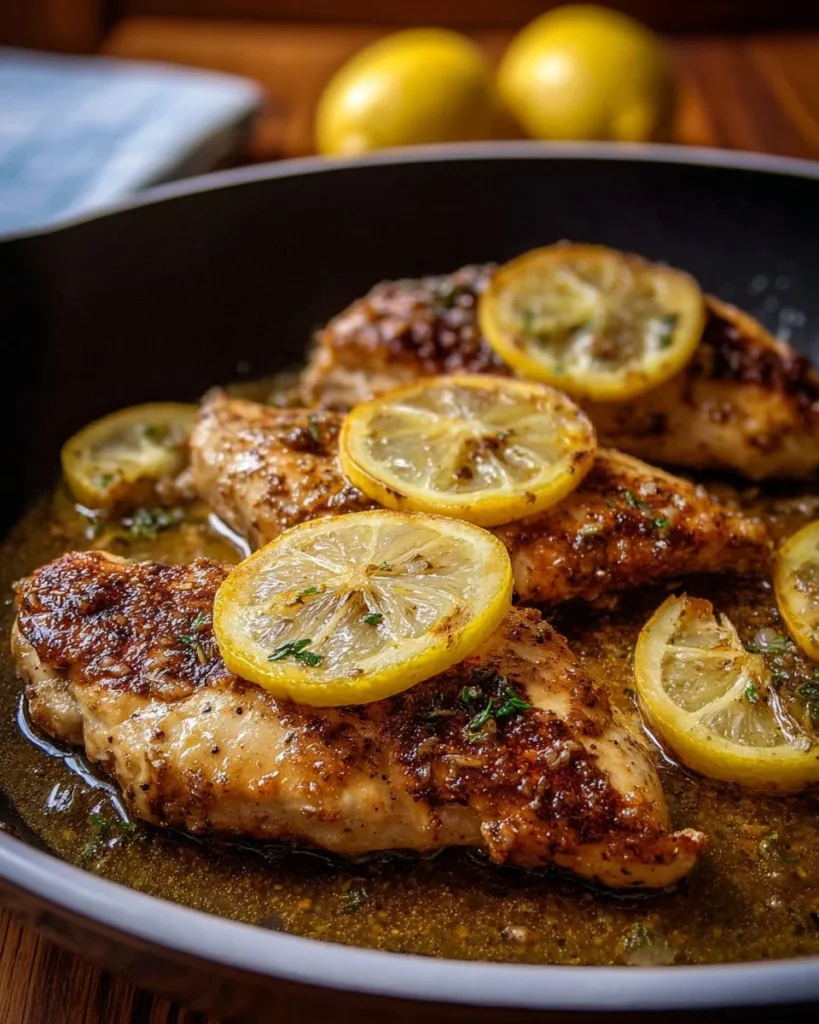 Juicy chicken breasts marinated with lemon, ready to be served.