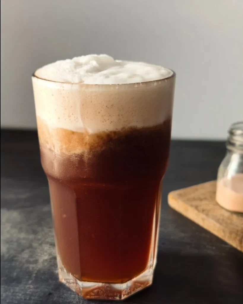 Chocolate Cold Brew with Cold Foam in a glass, perfect summer drink