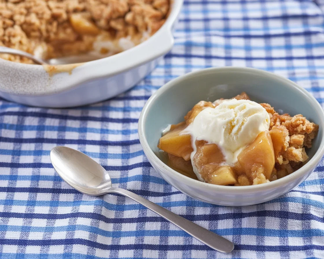 Delicious Easy Apple Crumble with caramelized apples and crunchy topping