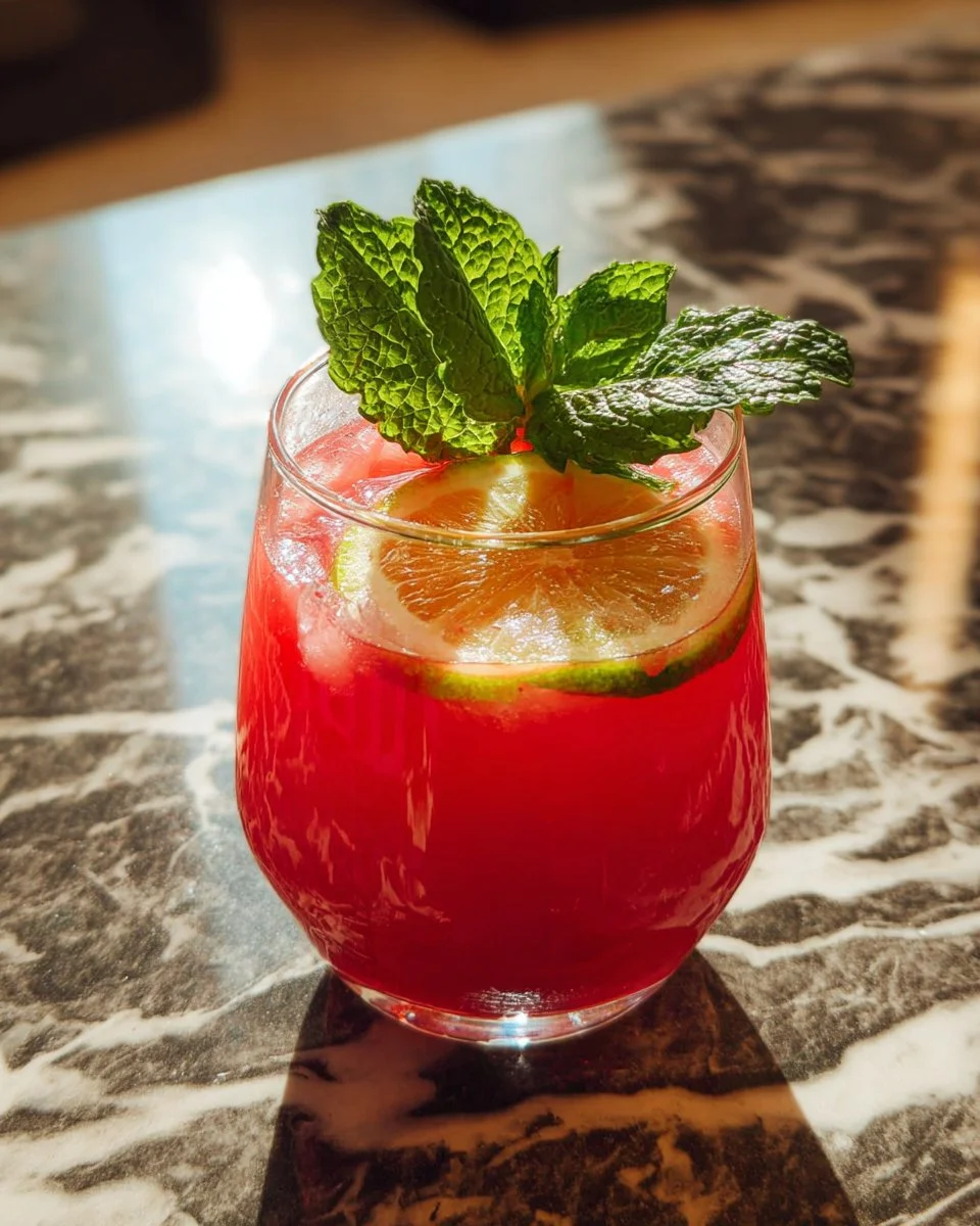 Elf's Minty Fruit Punch Mocktail with fresh fruits and mint leaves