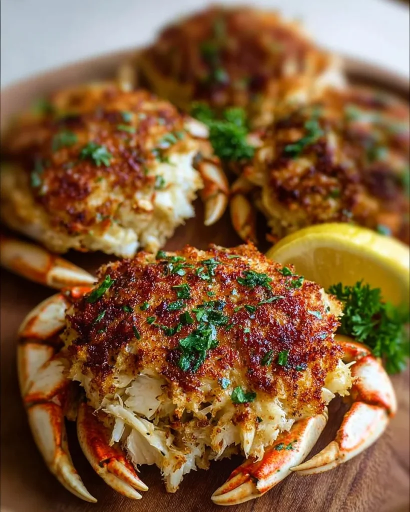 Delicious crab bombs ready to be served, showcasing golden crispy exterior and crab filling.