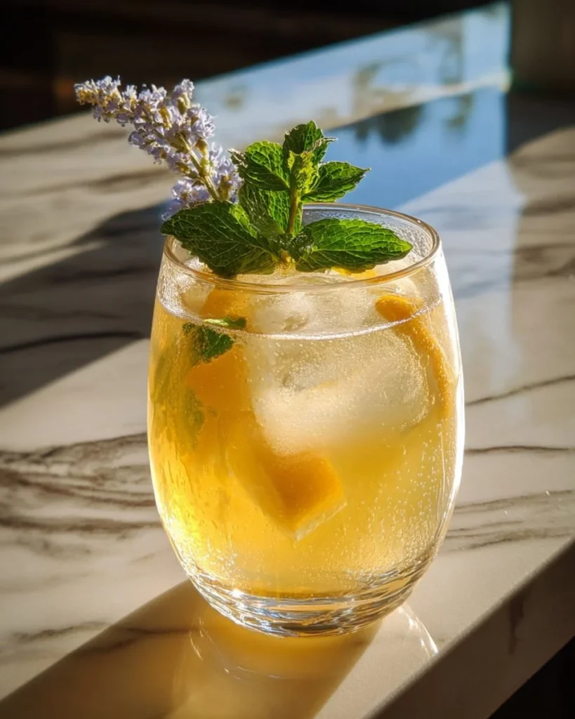 Ghostly Ginger Ale Punch mocktail in a glass with festive decorations.