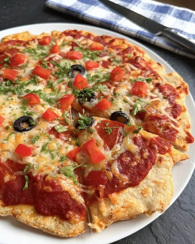 Delicious gluten-free pizza topped with fresh ingredients and herbs