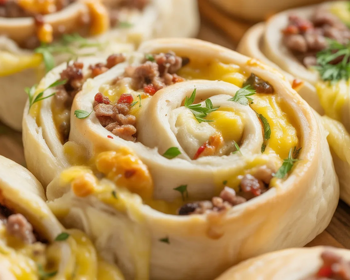 Freshly baked easy breakfast rolls on a wooden table.