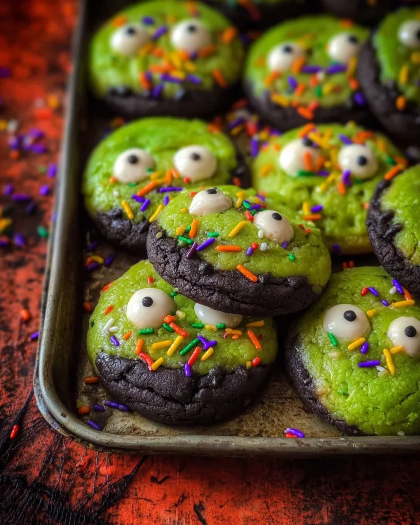 Colorful Halloween cookies filled with slime for a spooky treat.