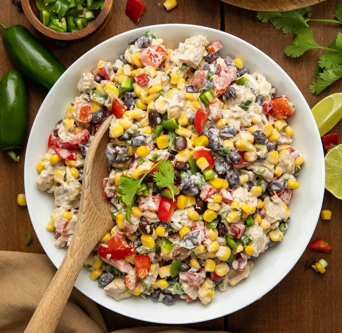 Delicious Southwest Chicken Salad served with ranch dressing on a plate.