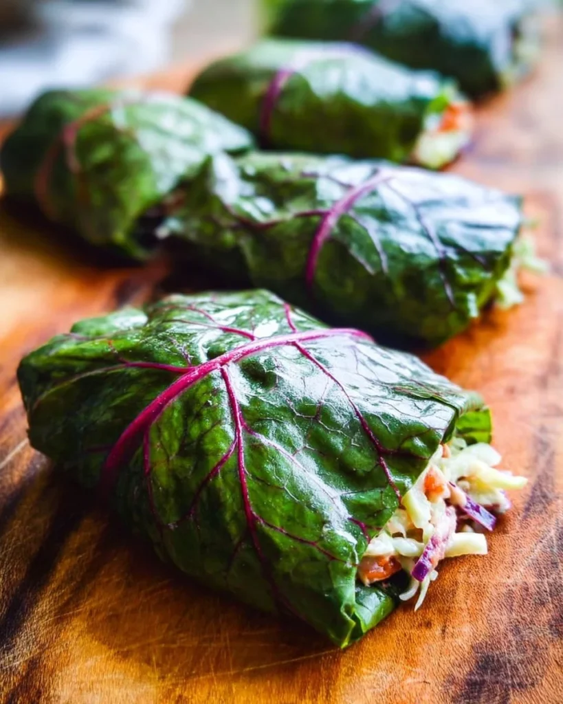 Swiss Chard Salad Wraps with apple slaw, a nutritious vegan dish.