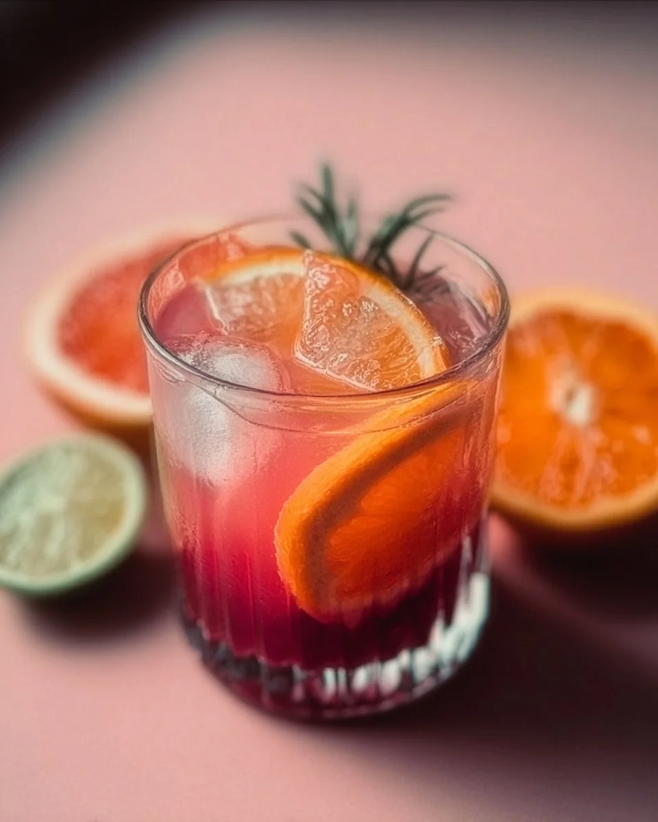 A vibrant drink showcasing the Bewitched Beet Citrus Cooler with beets and citrus fruits.