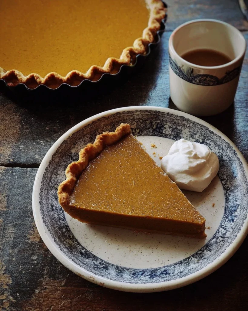 Chai Spiced Pumpkin Pie topped with whipped cream