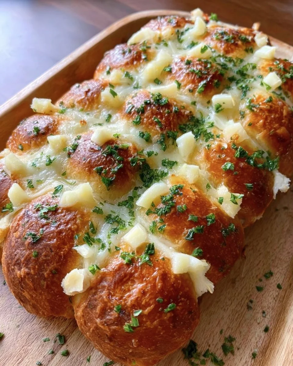 Cheesy stuffed garlic bread rolls fresh out of the oven