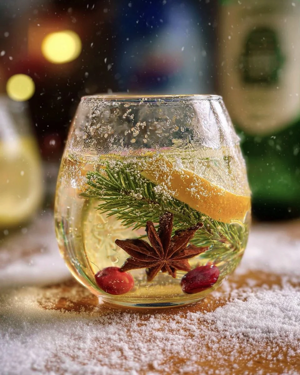 Christmas Snow Globe Spritz featuring a festive snow globe filled with holiday cheer.