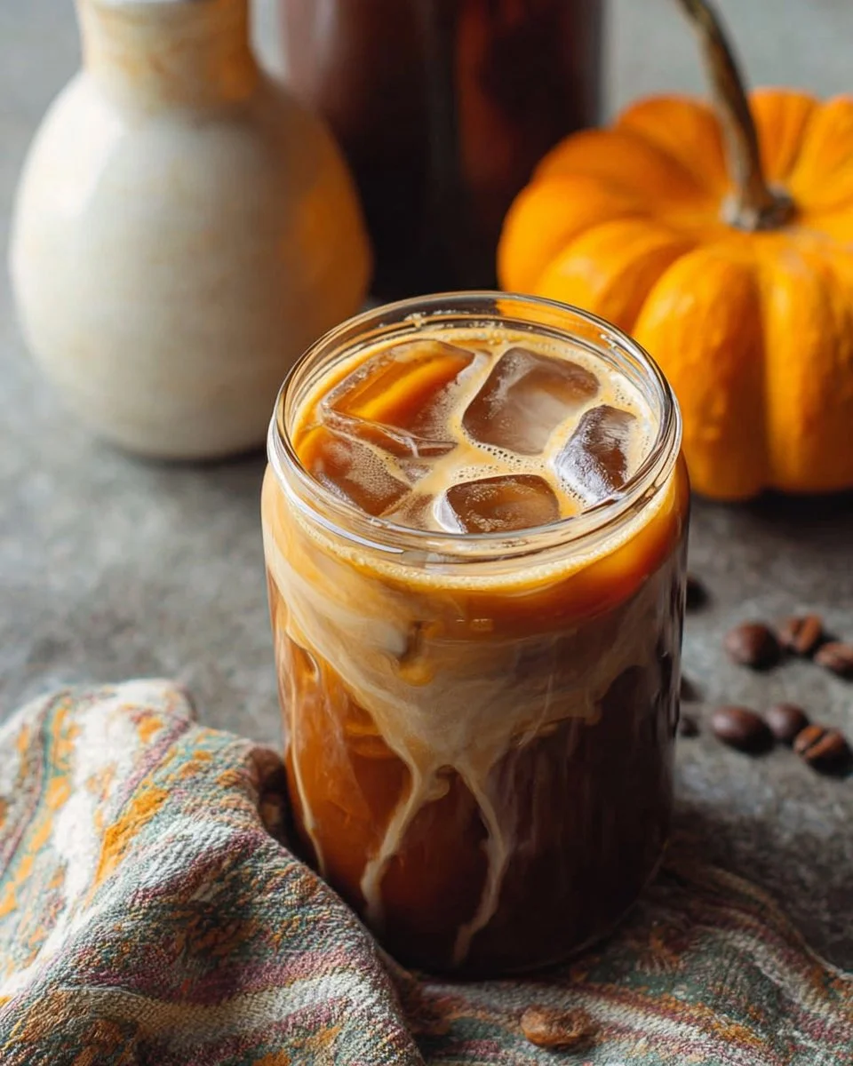 Pumpkin creamer in a glass for cold brew coffee
