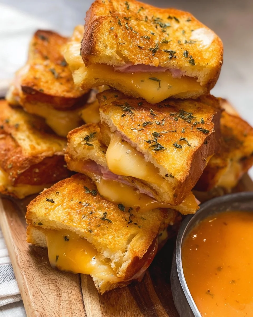 Mini grilled cheese sandwiches made with Hawaiian rolls
