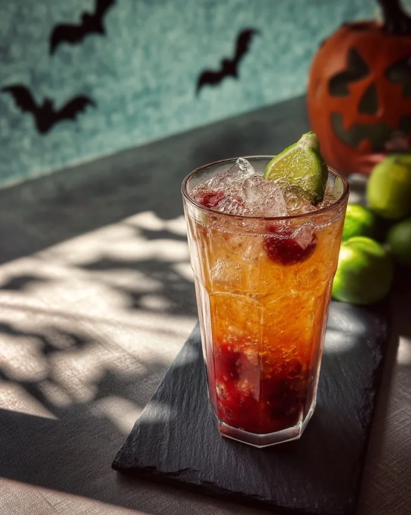 Chilled Jason Mocktail with vibrant fruits and herbs in a stylish glass.