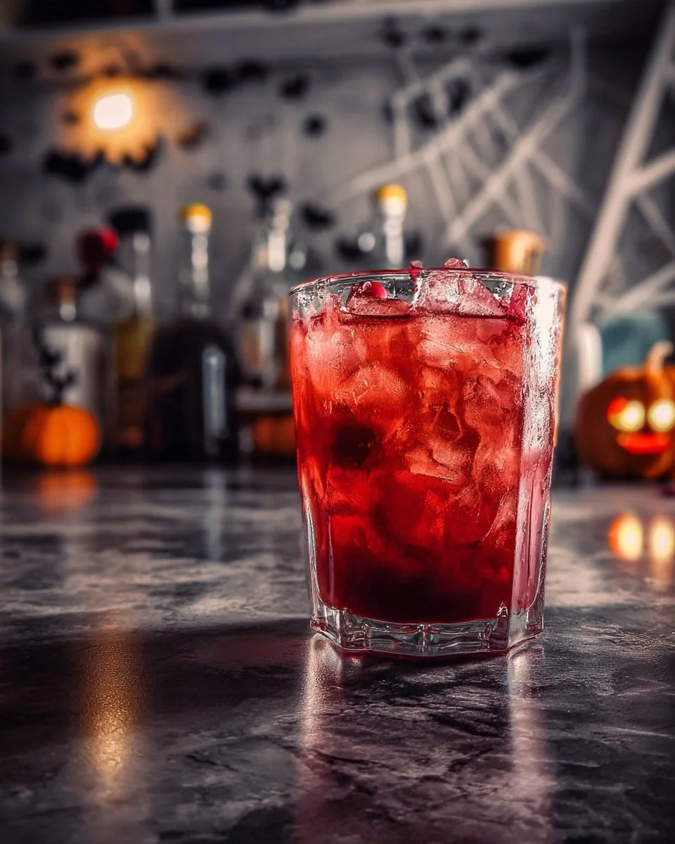A refreshing Vampire's Mule mocktail garnished with fresh ingredients
