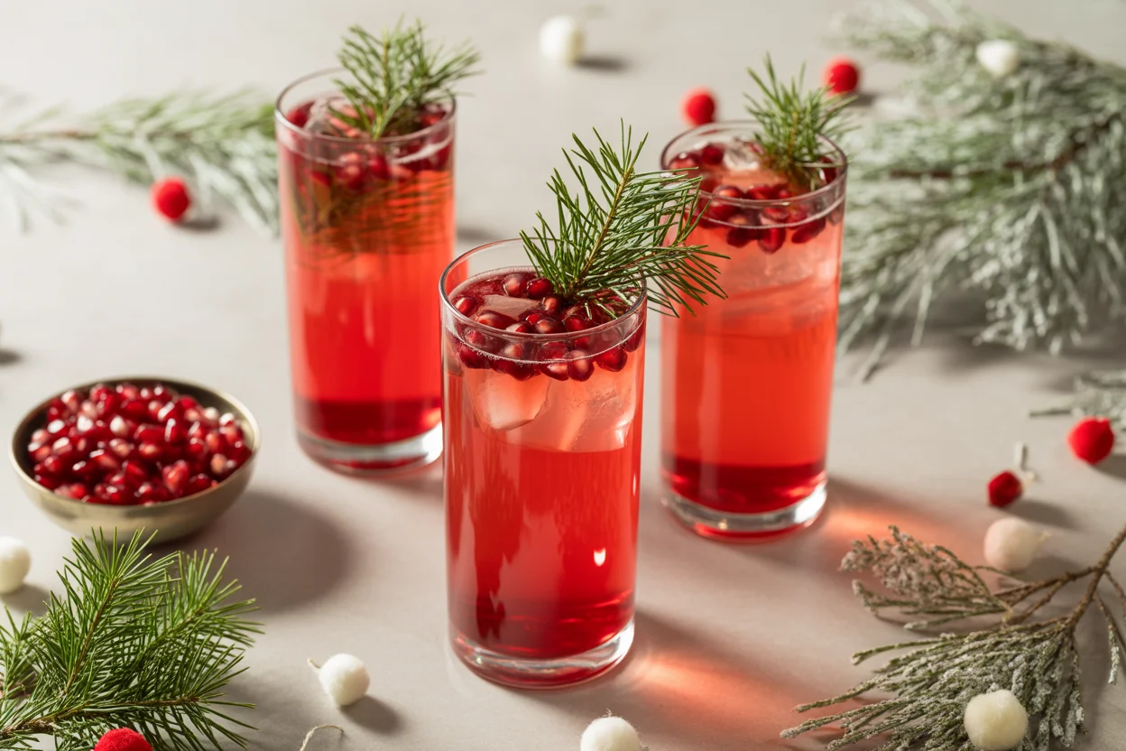 Festive Sparkling Coconut Pomegranate Christmas Punch (Alcohol-Free)