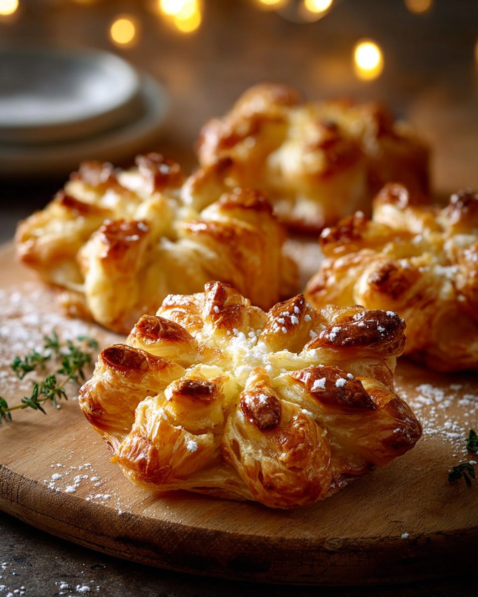 Caramelized Pear & Brie Snowflake Puffs