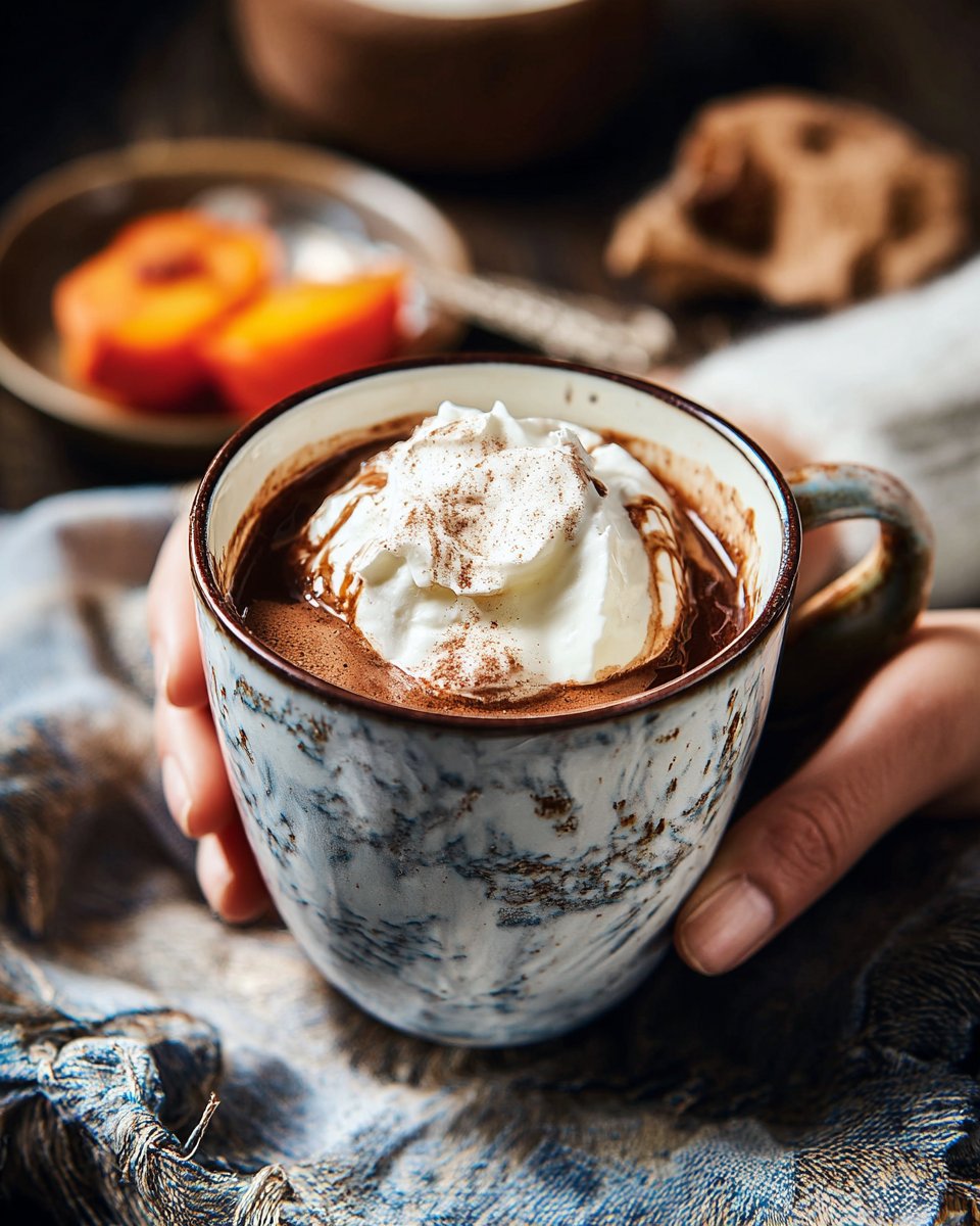 Hot Chocolate with Apricot Whipped Cream