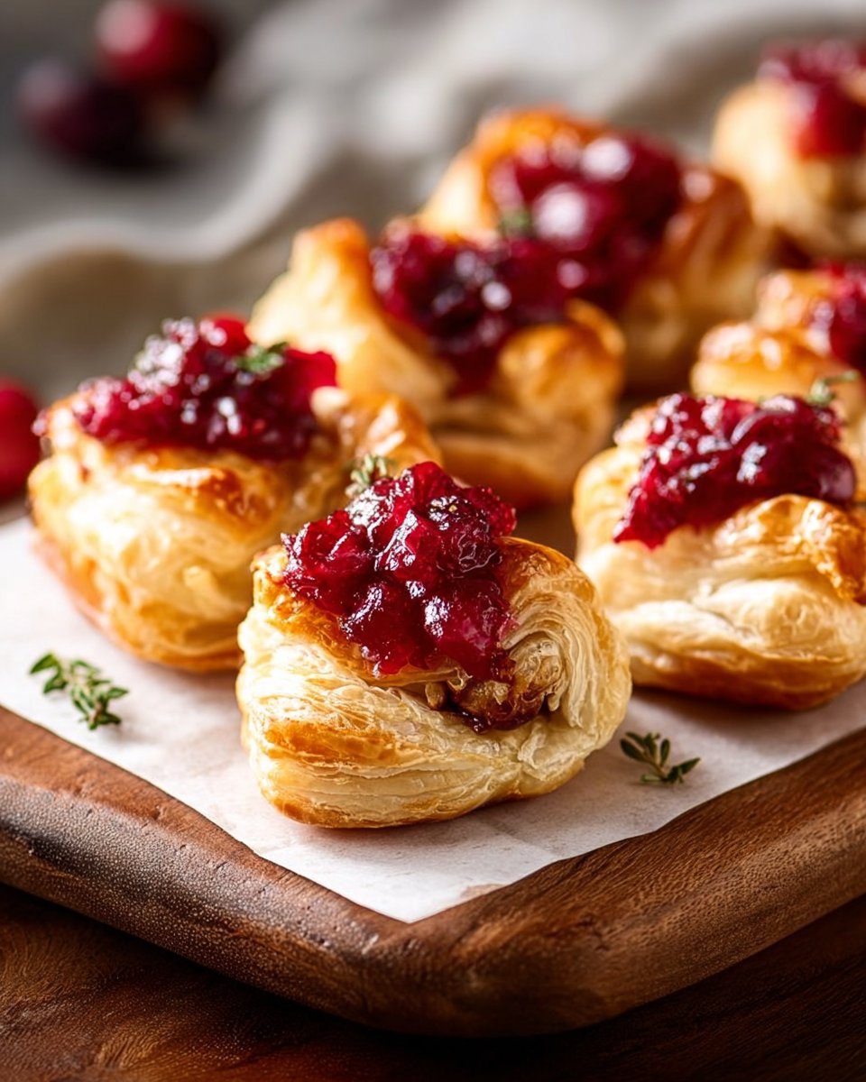 Cranberry Brie Puff Pastry Bites