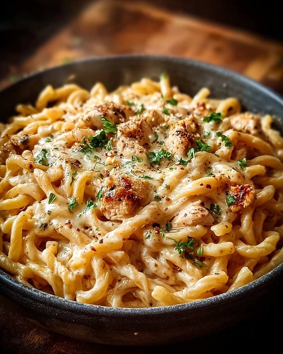 The Best Crockpot Garlic Parmesan Chicken Pasta Recipe