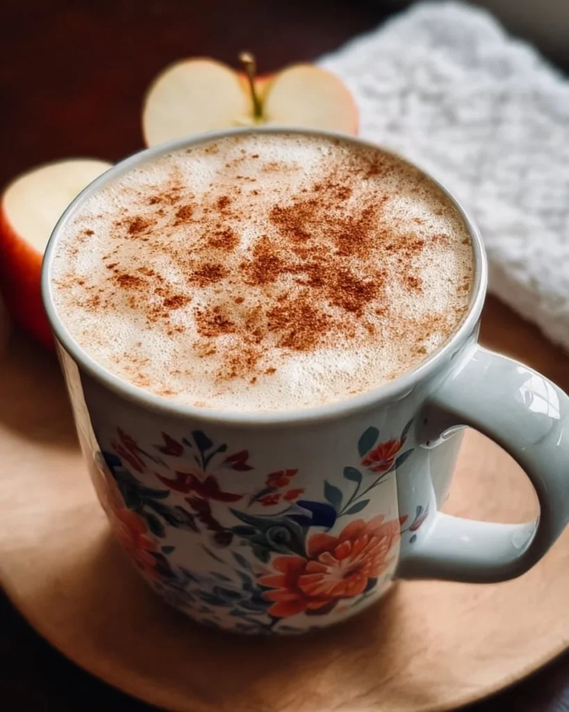 Delicious Apple Chai Latte garnished with cinnamon and apple slices