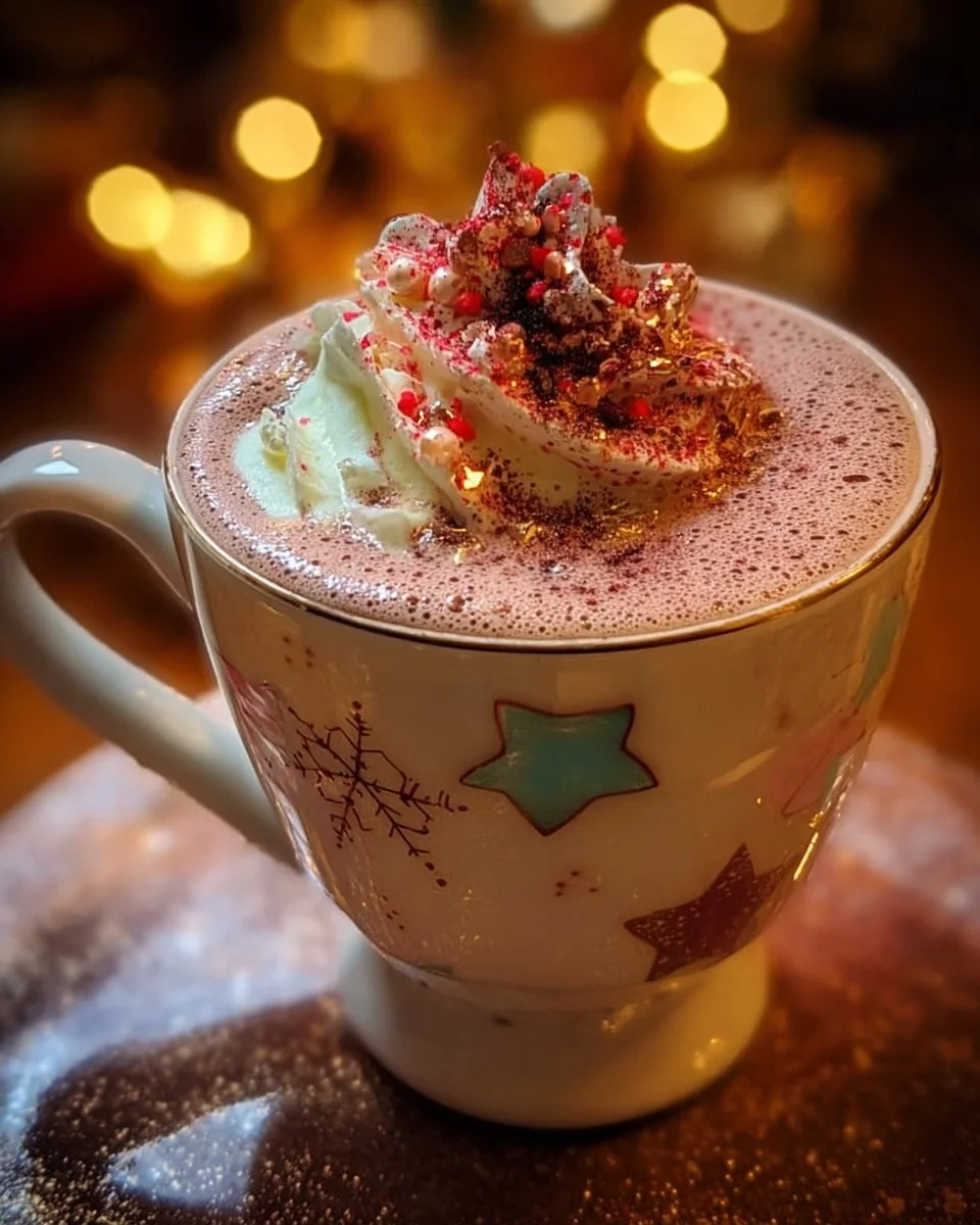 Aurora Starfall Christmas Cocoa in a cozy mug with festive decorations