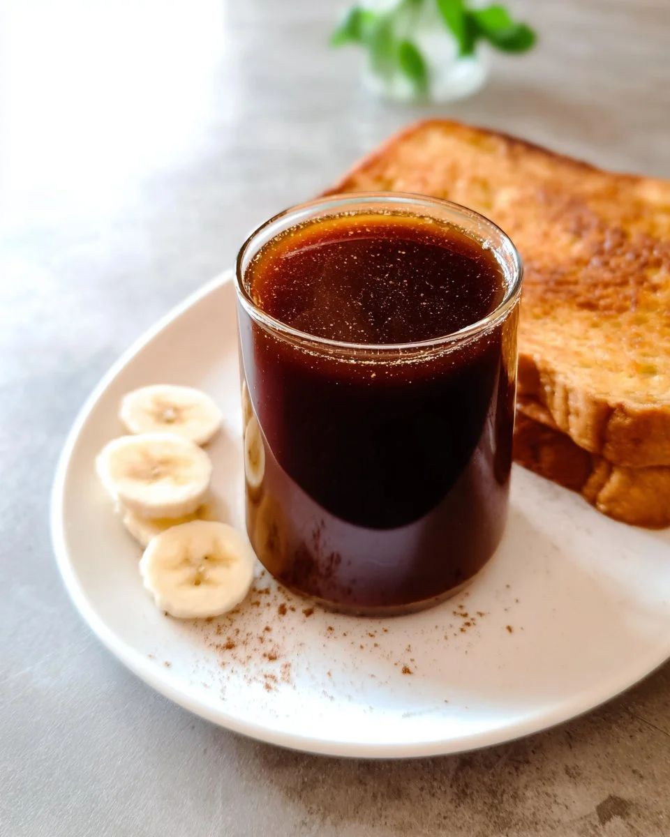 Delicious banana bread syrup drizzled over coffee
