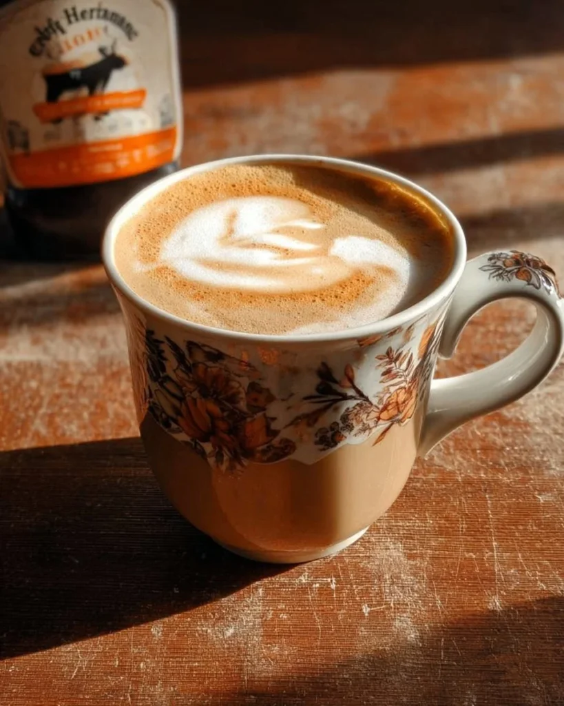 Delicious brown butter vanilla latte in a cozy coffee shop setting