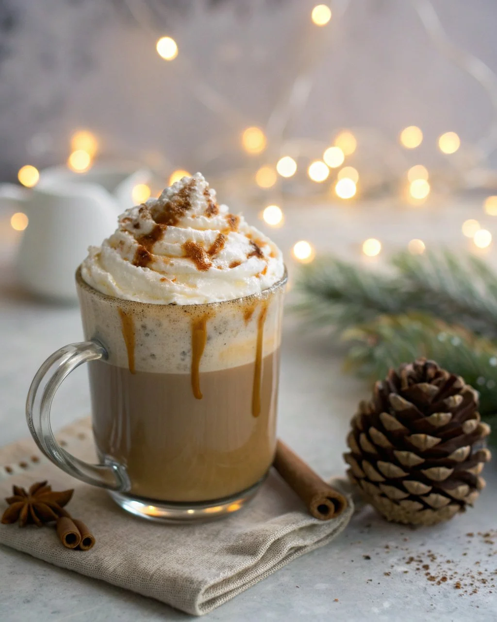 Chai Maple Snowfall drink with spices and winter elements.