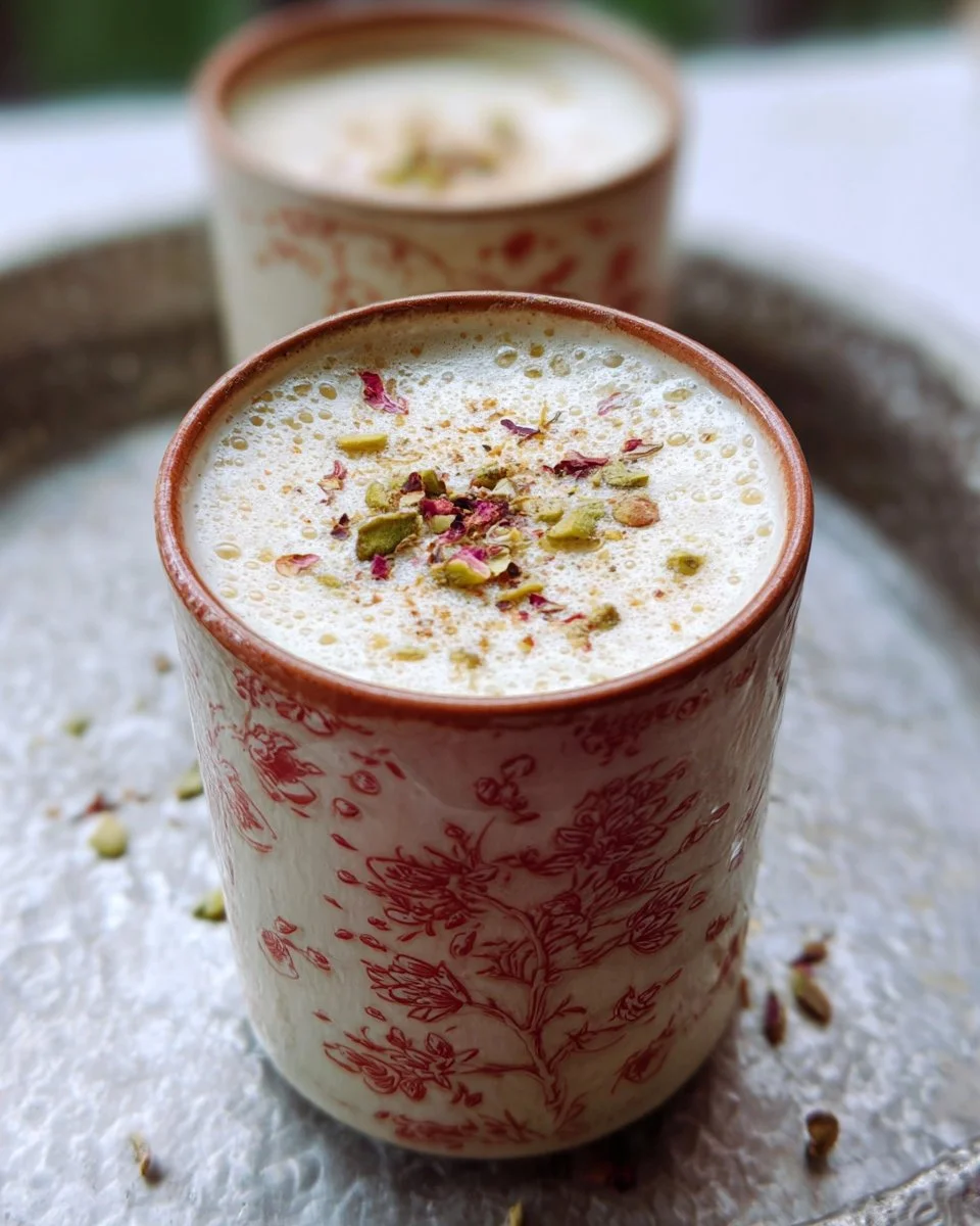Chilled buttermilk drink with spices served in a glass