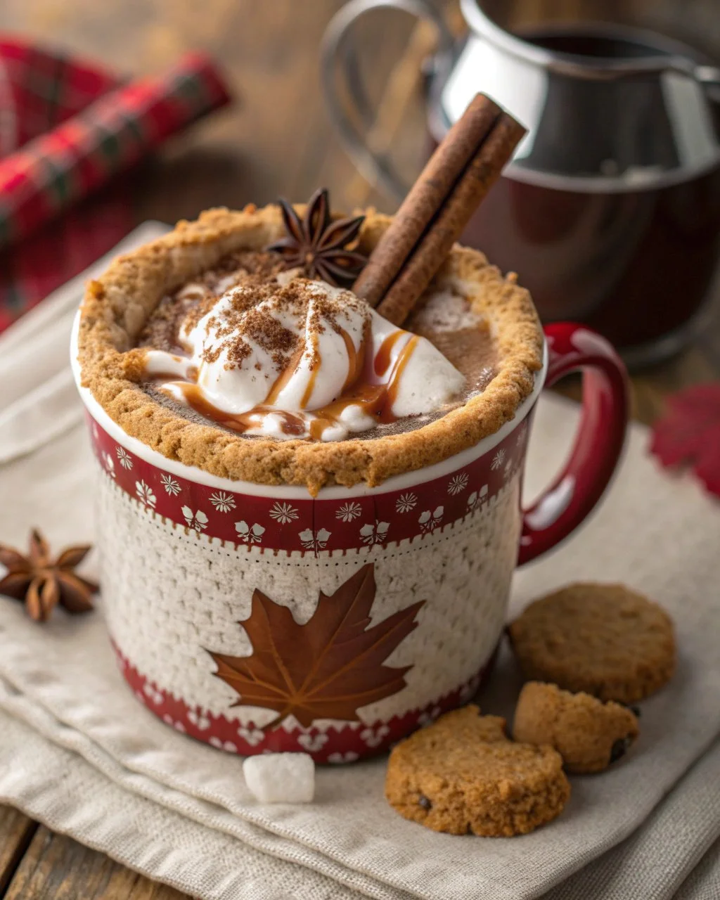 Cinnamon Maple Cookie Latte with whipped cream and cinnamon sprinkle