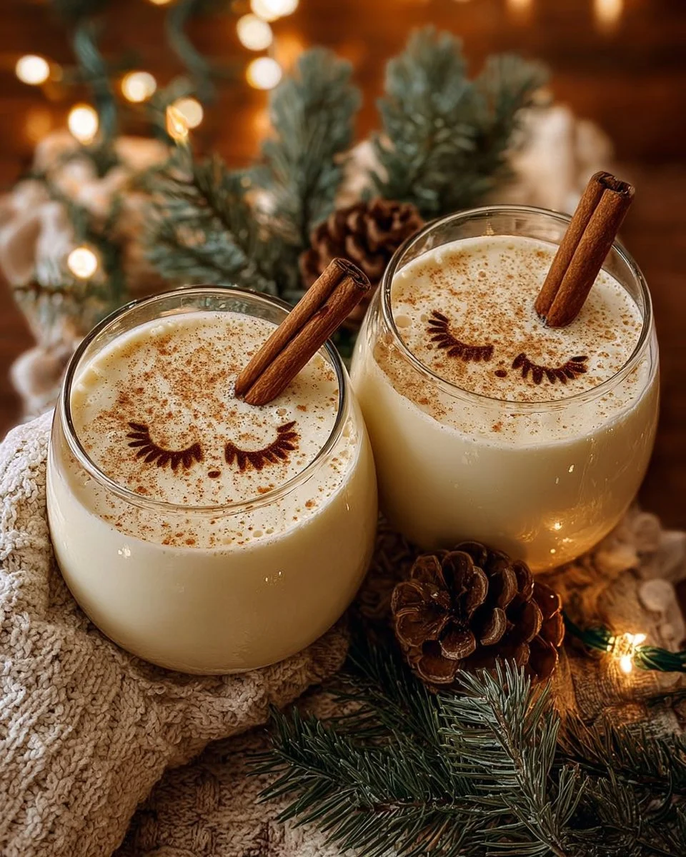 Glass of classic eggnog topped with nutmeg, ready for the holiday season.