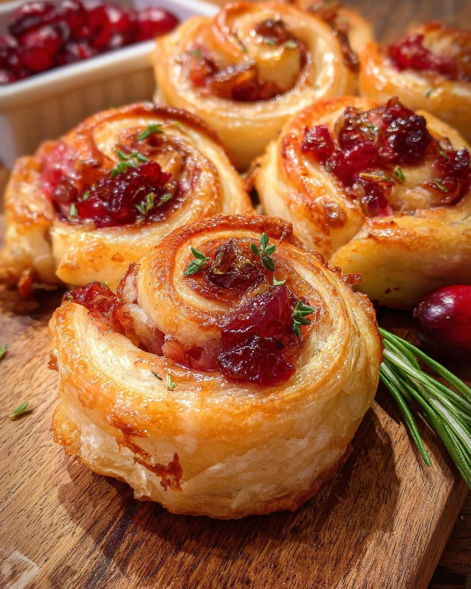 Cranberry Brie Pinwheels appetizer with cranberries and brie cheese