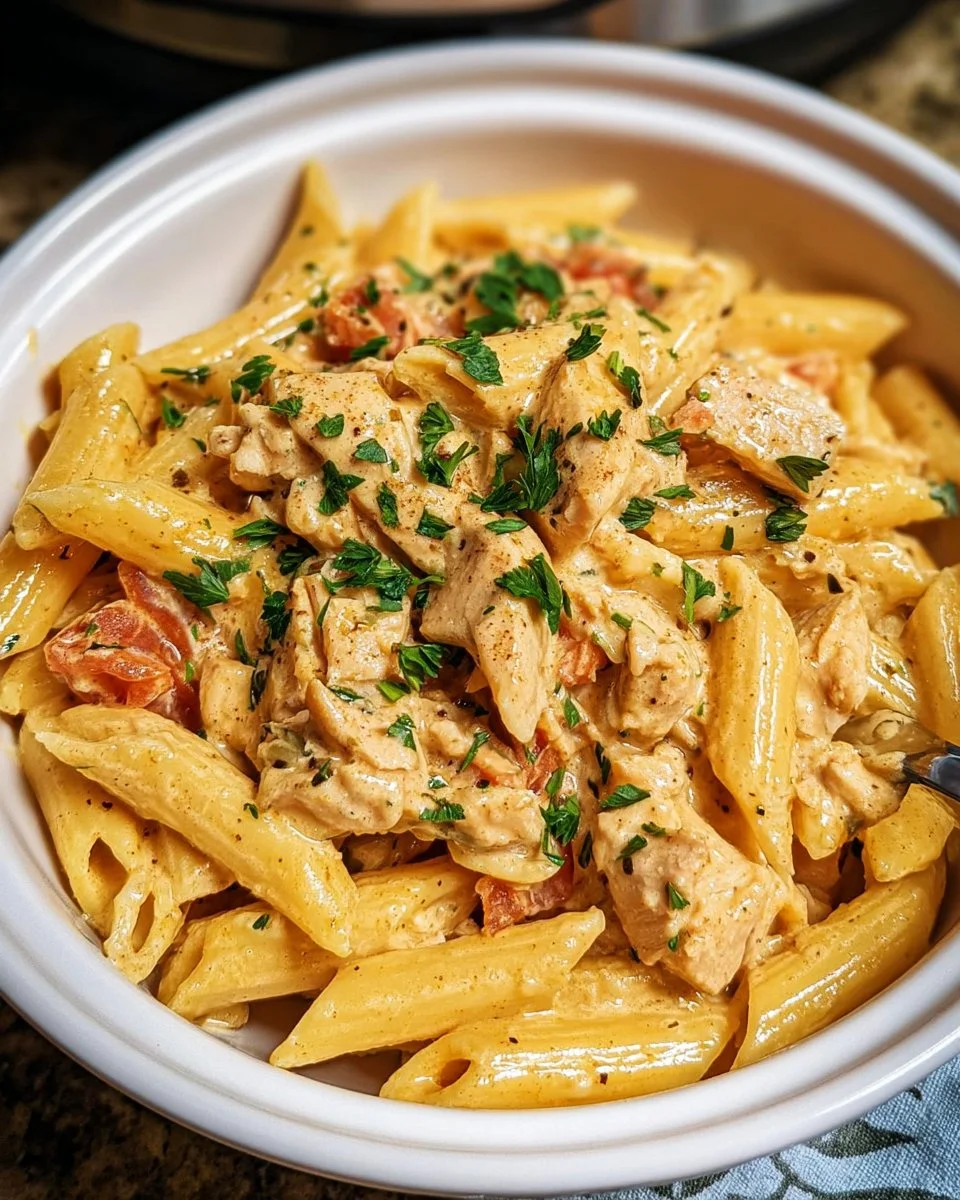 Crock Pot Creamy Cajun Chicken Pasta dish served in a bowl