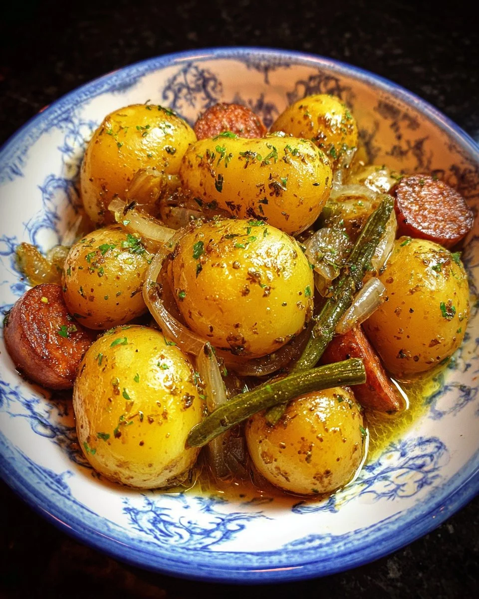 Deliciously cooked Crock Pot Swamp Potatoes ready to serve.