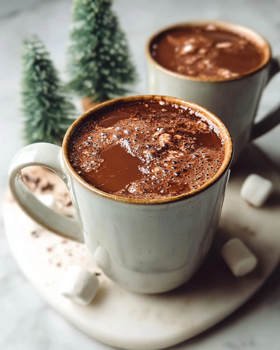 A steaming cup of easy dark hot chocolate topped with whipped cream and chocolate shavings.