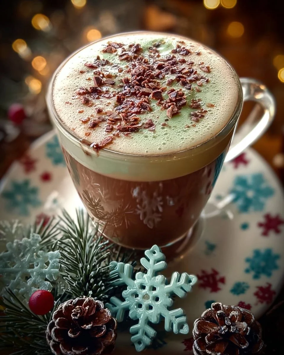 Frostbeam Christmas Cocoa in a festive mug with marshmallows and holiday decorations