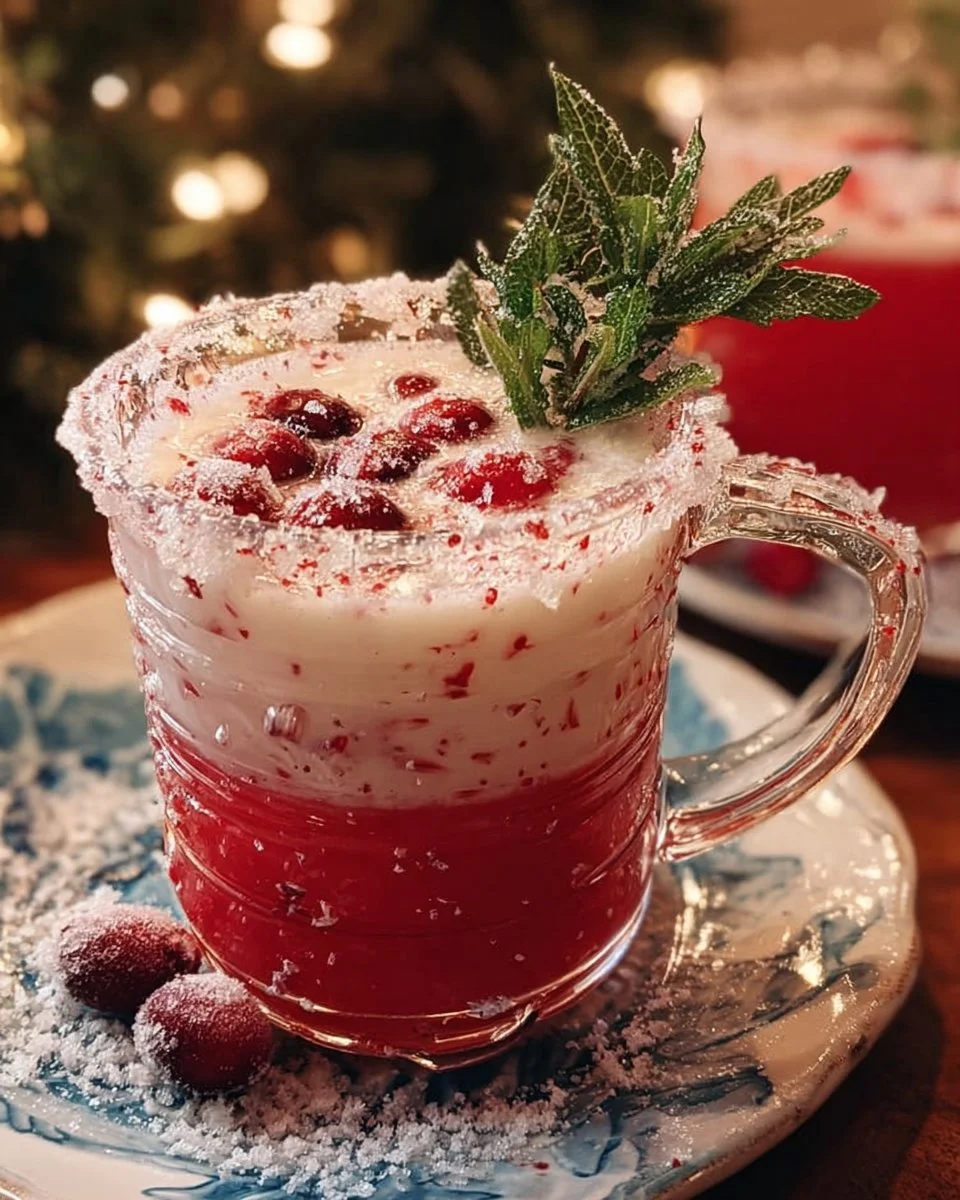 Delicious Frozen Sleigh Christmas Punch in a festive glass