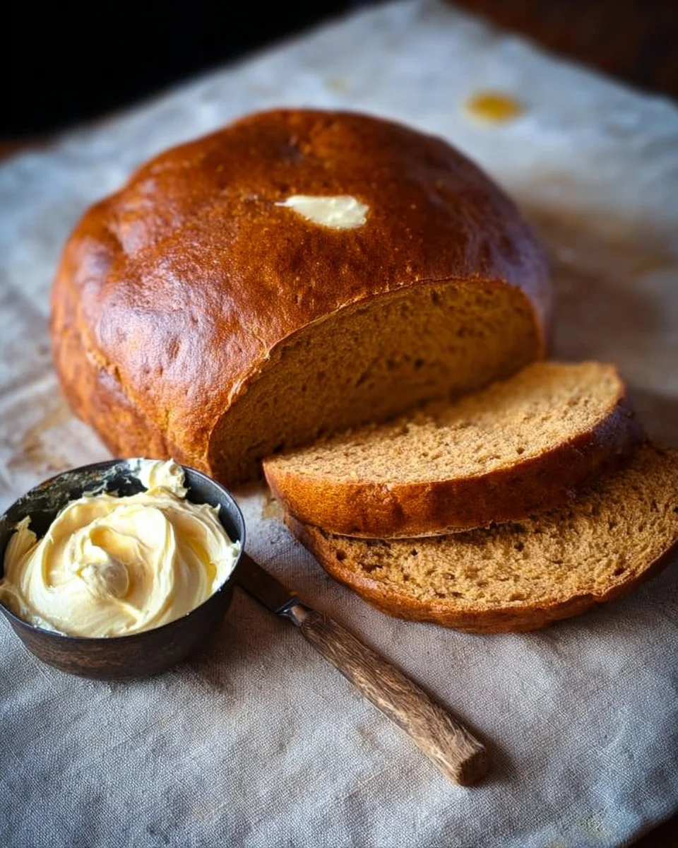 Sliced Holiday Spice Bread with a dollop of Whipped Honey Butter on top