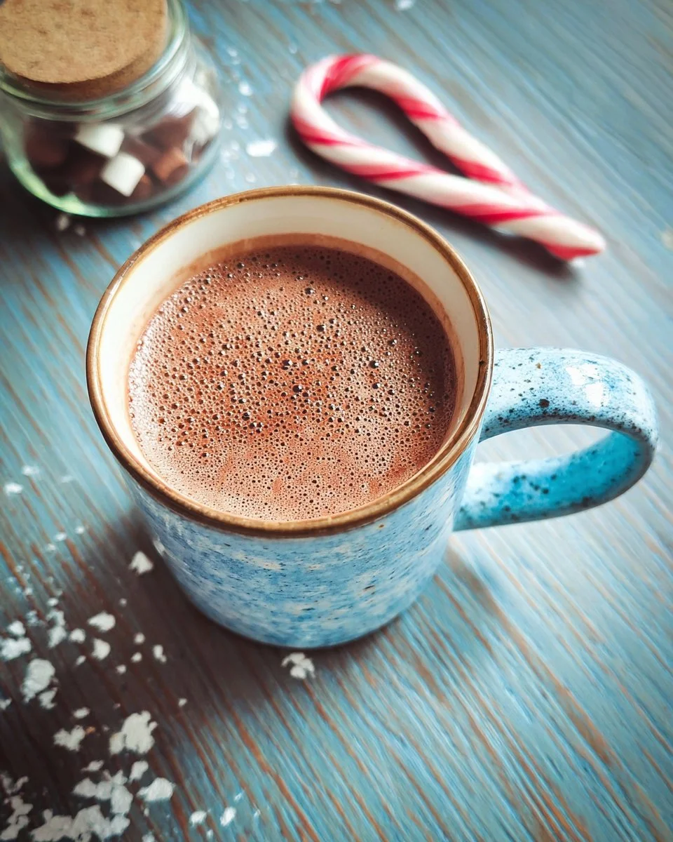 Delicious hot chocolate topped with whipped cream and chocolate shavings.