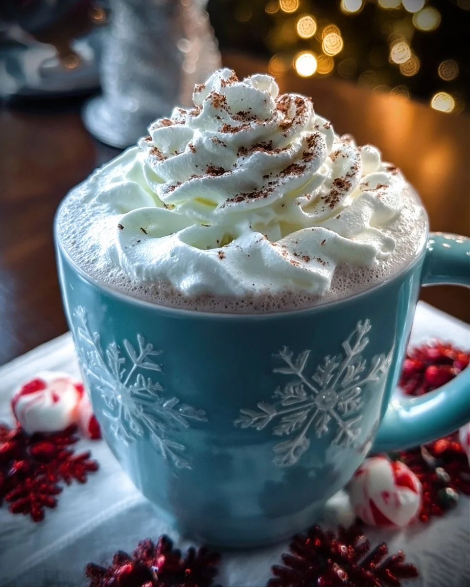 Cup of Jack Frost's Frosted Christmas Cocoa topped with marshmallows