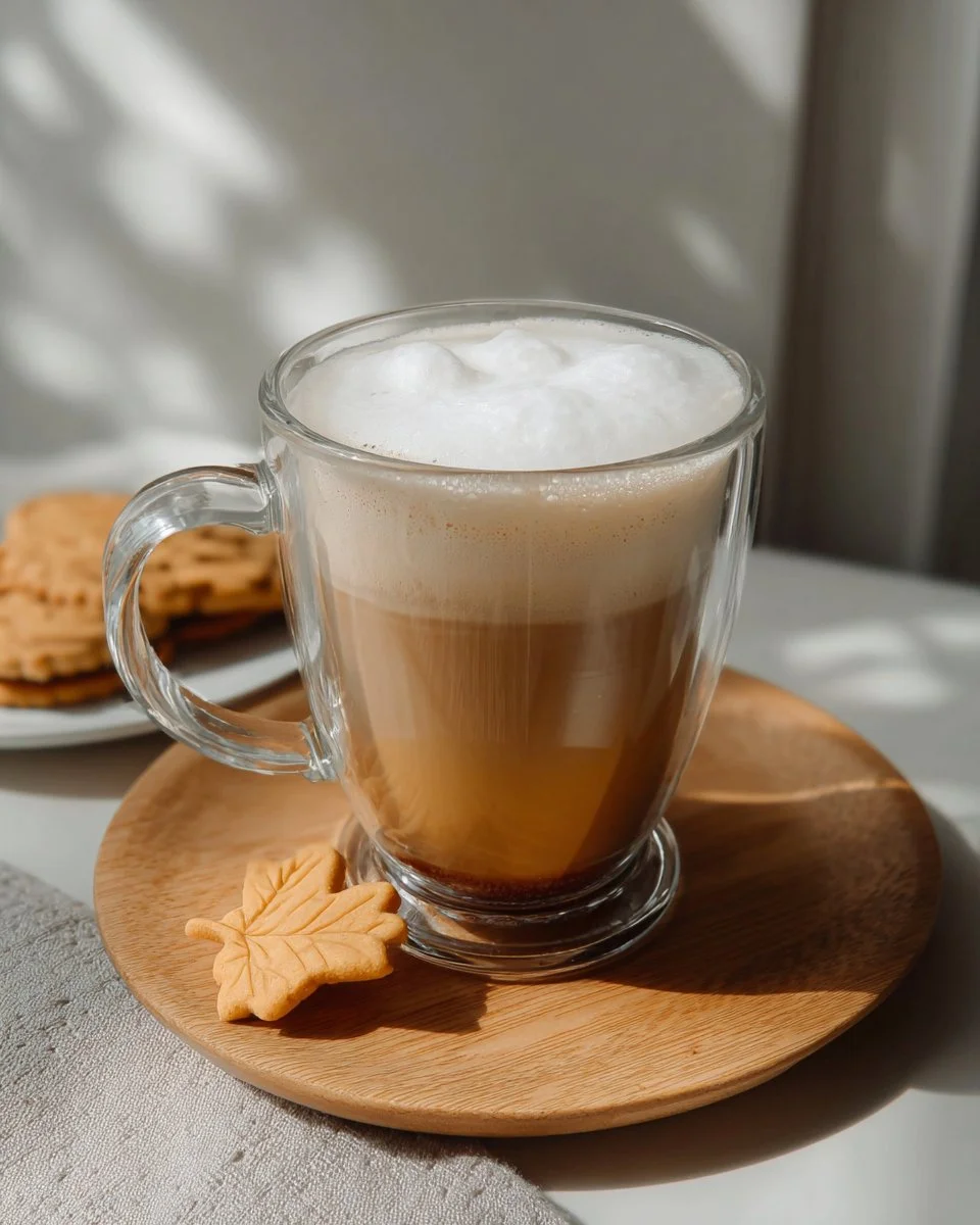 Delicious hot and iced maple latte with creamy texture and coffee aroma