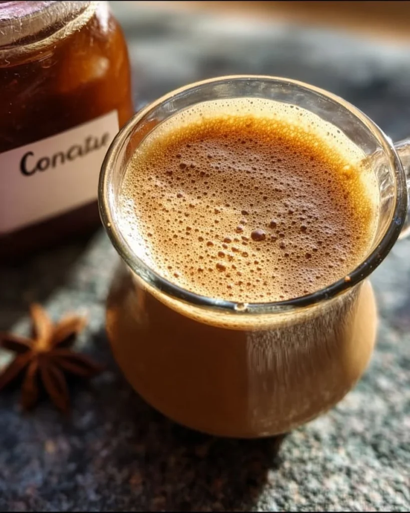 Cup of masala chai concentrate with aromatic spices