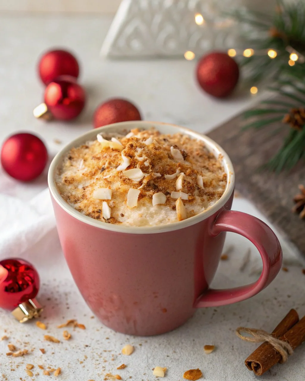 Delicious Nutmeg Toasted Coconut Cocoa served in a mug