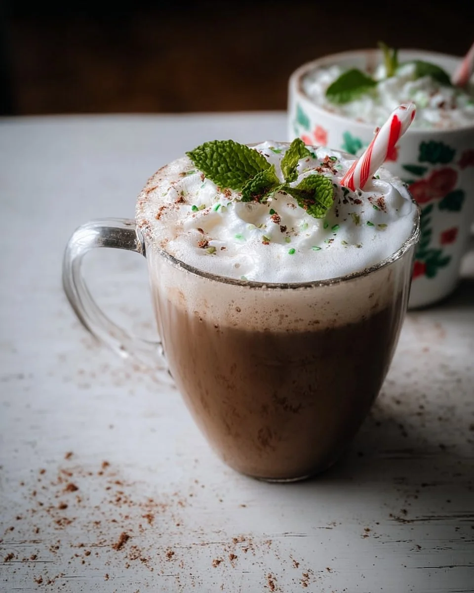 Delicious Peppermint Vanilla Latte topped with whipped cream