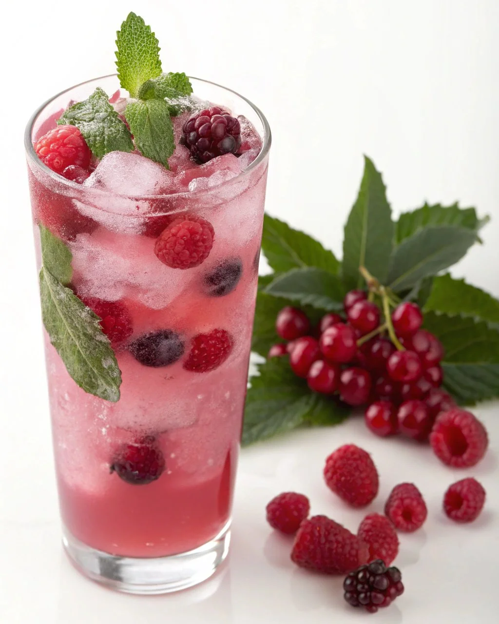 Pink Berry Winter Refresher drink with fruity toppings