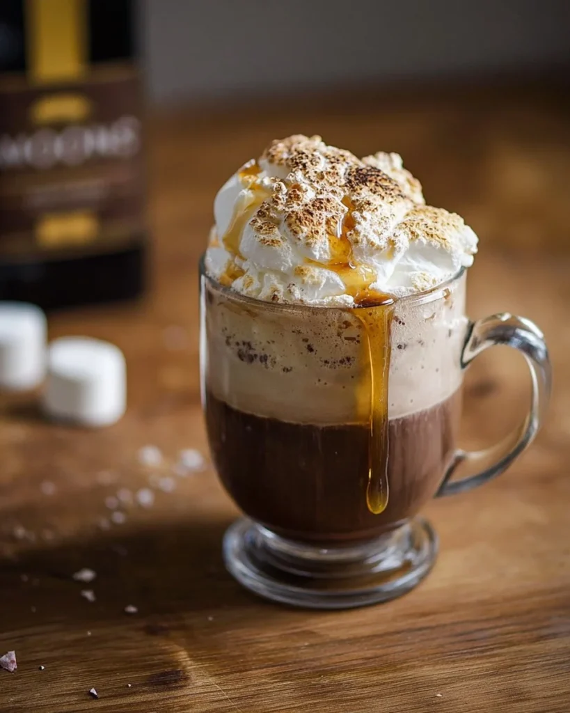 Shaken Espresso with Toasted Marshmallow Syrup topped with fluffy marshmallows