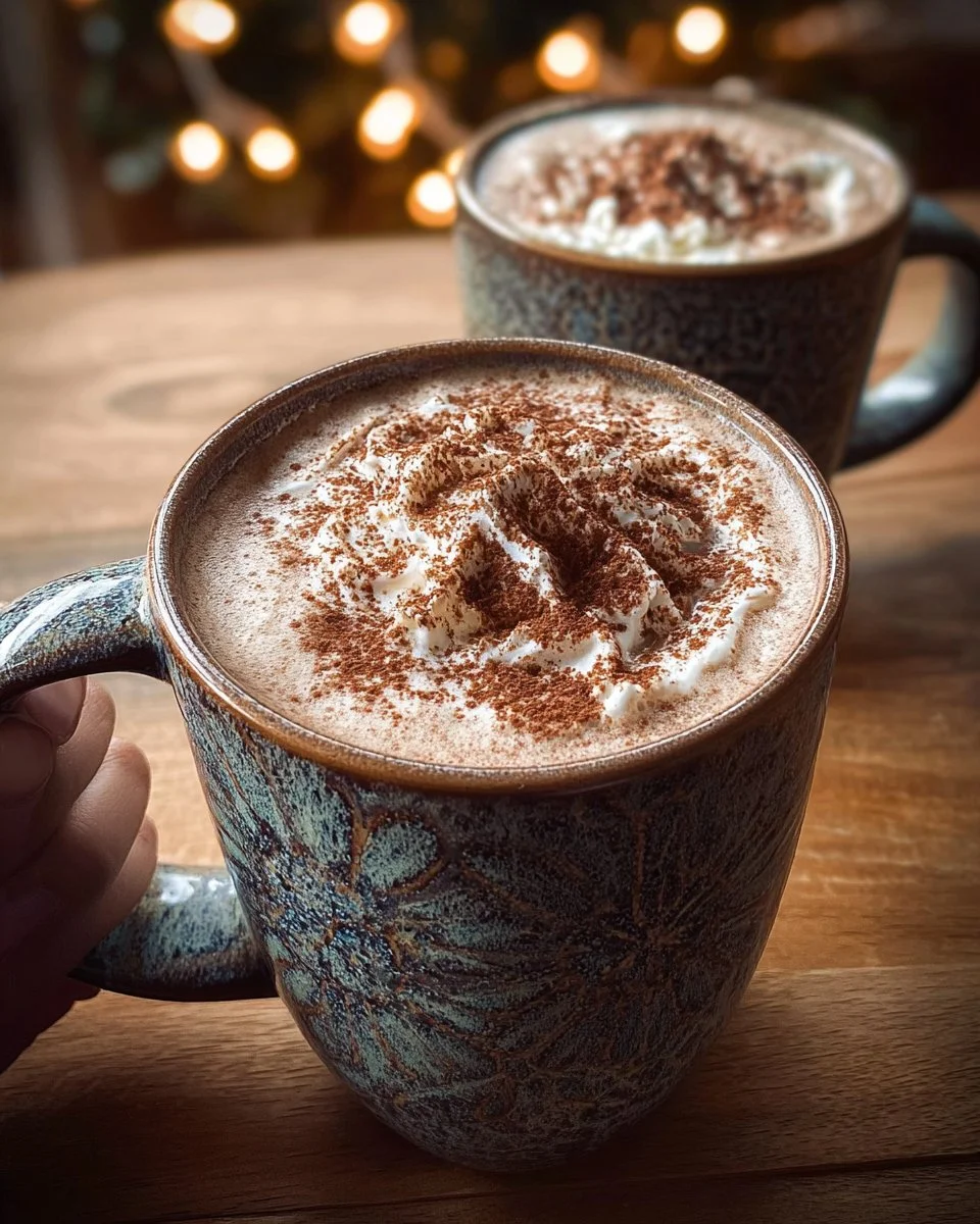 A delicious cup of Smoky Cinnamon Mocha topped with whipped cream and cinnamon.
