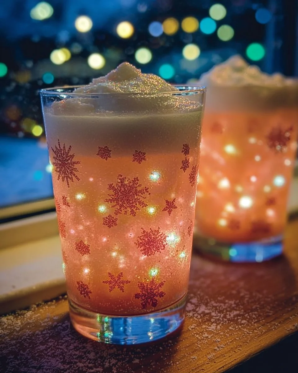 Festive Snowfall Glow Christmas Punch in a decorative glass