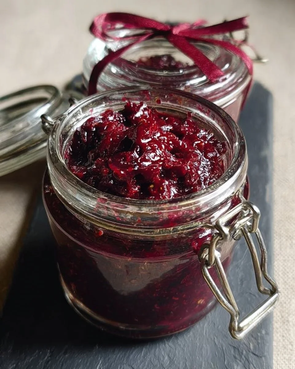 Spiced beetroot and orange chutney served in a bowl